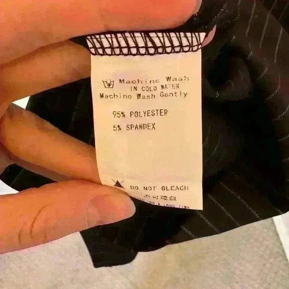 VFshow Black White Pinstripe Sheath Dress Double Zippers 3/4 Sleeve Size L - Picture 2 of 6